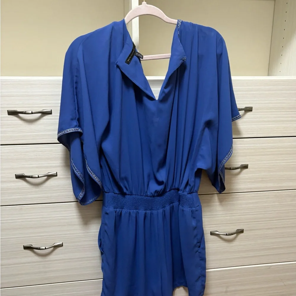 White House Black Market Royal Blue Jumpsuit with Silver Embroidery - Picture 2 of 4